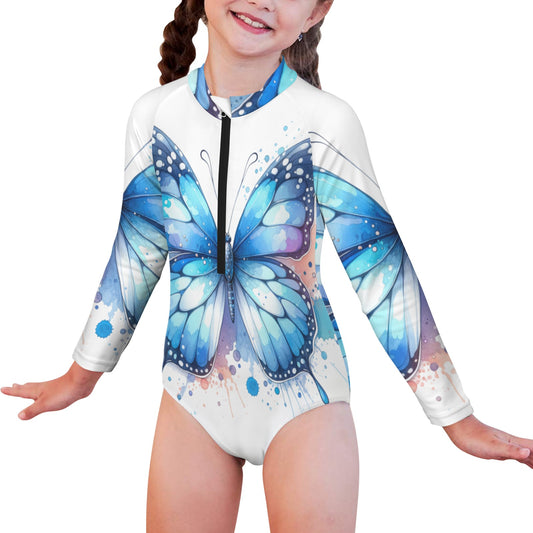 Little Girls' Long Sleeve One-Piece Swimsuit