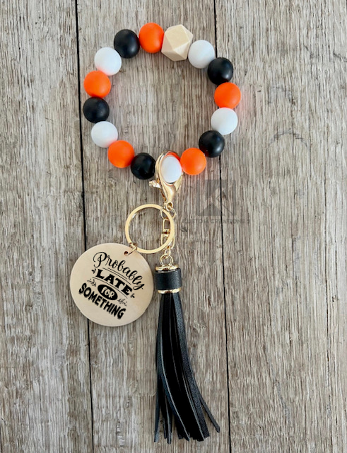 Orange Black and White Wristlet